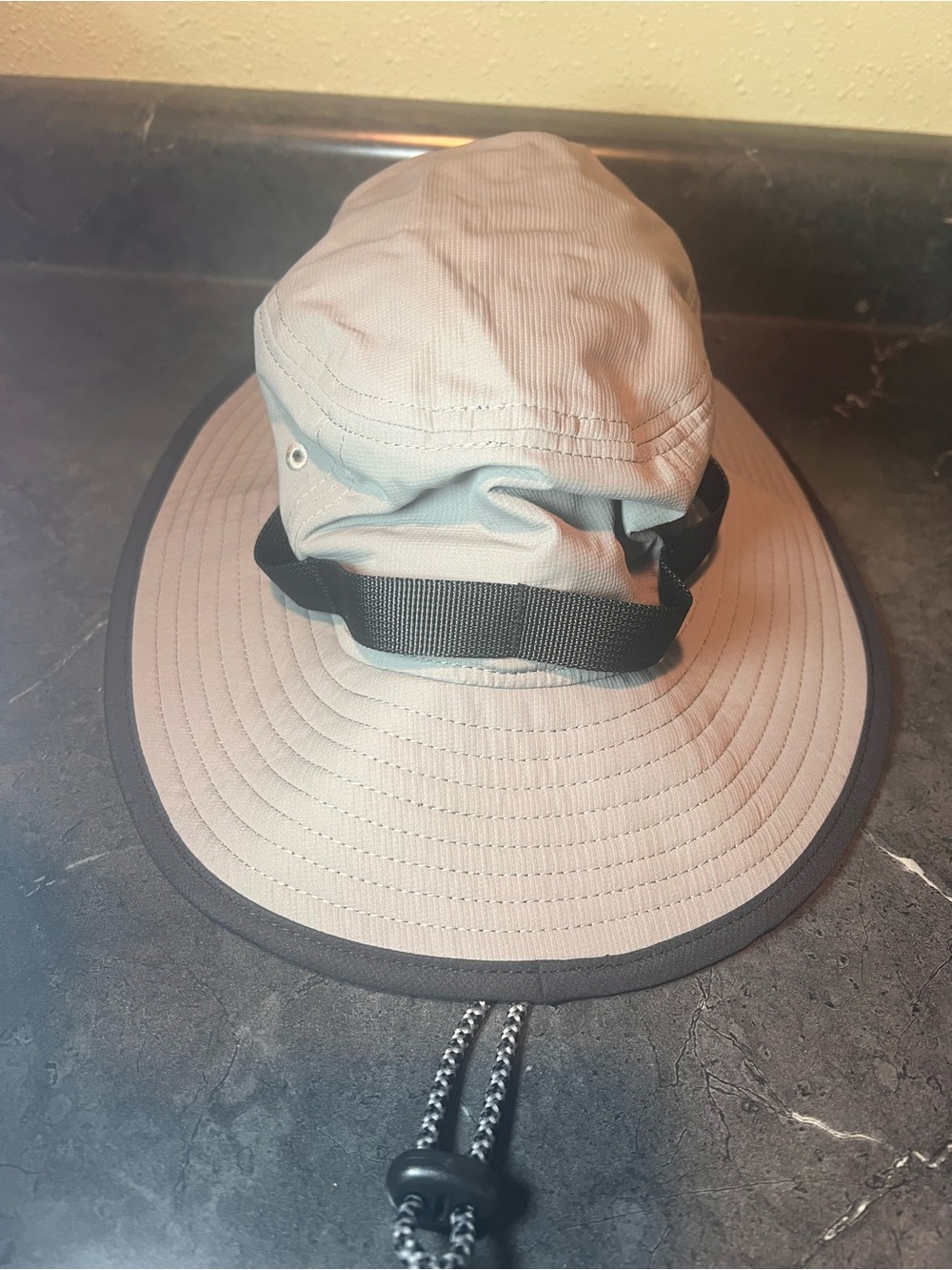Taupe + Charcoal bucket Sun hat with adjustable strap / Cord